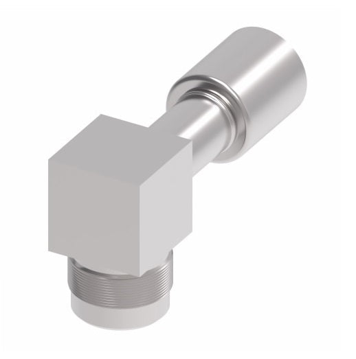 75712E-X12 Weatherhead by Danfoss | 757 'E' Series | Male SAE 45° Rigid 90° Elbow Crimp Fitting | -12 Male SAE 45° x -10 Hose Barb | Steel