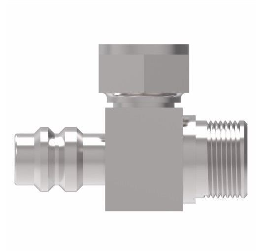 75760 Weatherhead by Danfoss | 757 'E' Series | Rotalok to Male Bumped Tube O-Ring with R134a High Side Service Port 90° Elbow Adapter | 1/2" Tube Size | Steel