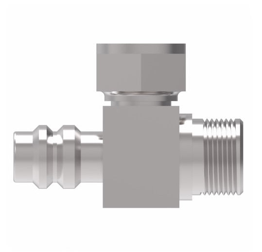 75750 Weatherhead by Danfoss | 757 'E' Series | Tube-O to Male Bumped Tube O-Ring with R134a High Side Service Port 90° Elbow Adapter | 1/2" Tube Size | Steel
