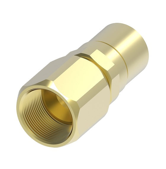 B-1312 Weatherhead by Danfoss | Everswage | Female SAE 37° JIC Swivel Crimp Fitting for Everflex Hose | 5/8" Hose Barb x 3/4" Female SAE 37° JIC Swivel | Brass