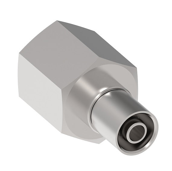S-2105 Weatherhead by Danfoss | Everswage | Female Pipe Crimp Fitting for Everflex Hose | 1/4" Hose Barb x 1/4" Female NPTF | 300 Stainless Steel