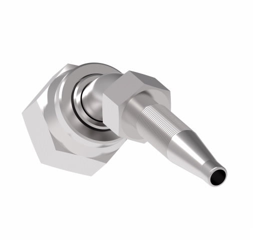 FJ8733-1212S Weatherhead by Danfoss | Female ORS Swivel 45° Elbow Field Attachable Fitting for 1 & 2 Wire Braided Hose | Nipple Assembly | -12 Female O-Ring Face Seal Swivel x -12 Reusable Hose End | Steel