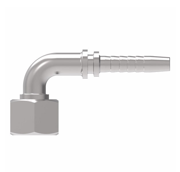 24291-16-12H56TZF Winner by Danfoss | Female ORS Swivel 90° Elbow 2-Piece Hose Crimp Fitting (56mm Drop, with Captive Nut) | -16 Female O-Ring Face Seal Swivel x -12 Hose Barb | Steel