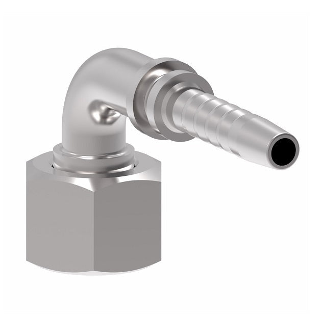 24291-16-12H56TZF Winner by Danfoss | Female ORS Swivel 90° Elbow 2-Piece Hose Crimp Fitting (56mm Drop, with Captive Nut) | -16 Female O-Ring Face Seal Swivel x -12 Hose Barb | Steel