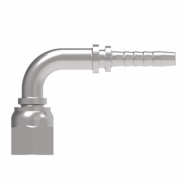 26791-06-04ZF Winner by Danfoss | Female JIC 37° Swivel 90° Elbow 2-Piece Hose Crimp Fitting | -06 Female JIC 37° Swivel x -04 Hose Barb | Steel