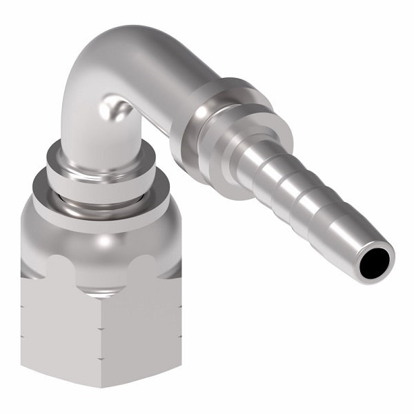 26791-08-06H29ZF Winner by Danfoss | Female JIC 37° Swivel 90° Elbow 2-Piece Hose Crimp Fitting (29mm Drop) | -08 Female JIC 37° Swivel x -06 Hose Barb | Steel