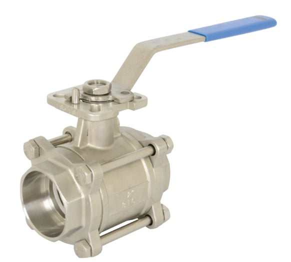 BV2IGN25033-A by Dixon Valve | 3-Piece Industrial Ball Valve | Full Port | 2-1/2" Socket Weld End x 2-1/2" Socket Weld End | Stainless Steel