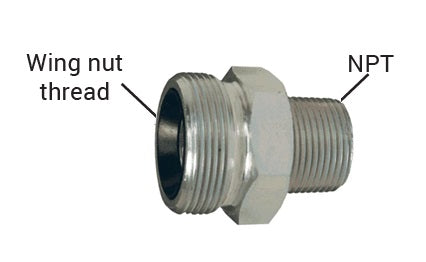 WM18 by Dixon Valve | Boss® Washer Seal | Male Spud | 1-1/4" Male NPT x Wing Nut Thread | Plated Iron