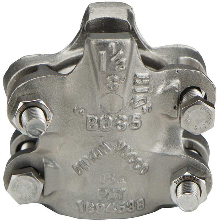 RBU24 by Dixon Valve | Boss® Clamp | 4-Bolt Type | 2-Gripping Fingers  | 1-1/2" Hose ID | Hose OD: from 2-12/64" to 2-24/64" | Stainless Steel