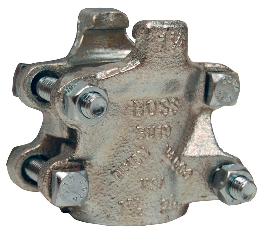 B22 by Dixon Valve | Boss® Clamp | 4-Bolt Type | 2-Gripping Fingers  | 1-1/2" Hose ID | Hose OD: from 2" to 2-14/64" | Zinc Plated Iron