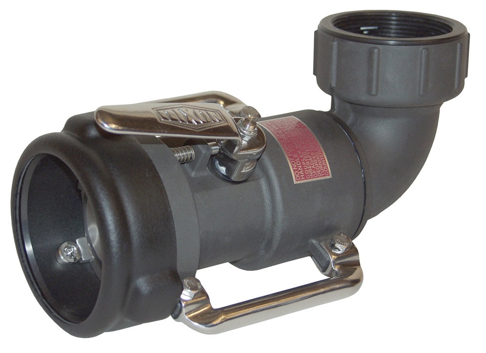 BS62-300 by Dixon Valve | Dry Disconnect | Bayonet Style | 90° Elbow | 3" Size | Swivel Coupler x Female NPT (ZERK Fitting) | FKM Seal | Anodized Hard Coat Aluminum