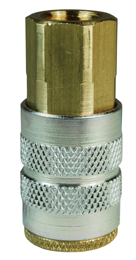 2FBF3-B by Dixon Valve | Pneumatic Quick Disconnect Coupling | F-Series | 3/8" Female BSPP x 1/4" Manual Industrial Interchange | Socket | Nitrile Seal | Brass
