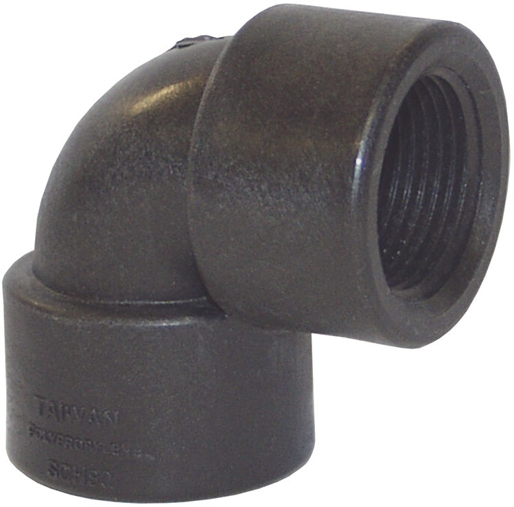 62215 by Dixon Valve | Female Union Adapter | Schedule 80 | 90° Elbow | 1/2" Female NPT x 1/2" Female NPT | Polypropylene