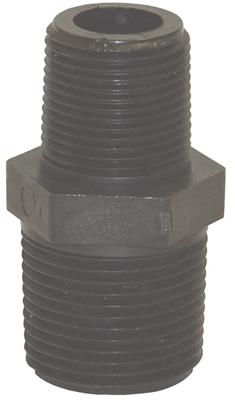 60549 by Dixon Valve | Reducer Hex Nipple | Schedule 80 | 2" Male NPT x 1-1/2" Male NPT | Polypropylene