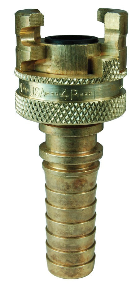 4PS8-B by Dixon Valve | Pneumatic Quick Disconnect Coupling | Dual-Lock P-Series | Hose Barb | 1" Hose ID x 1/2" Body Size | Socket | Nitrile Seal | Brass