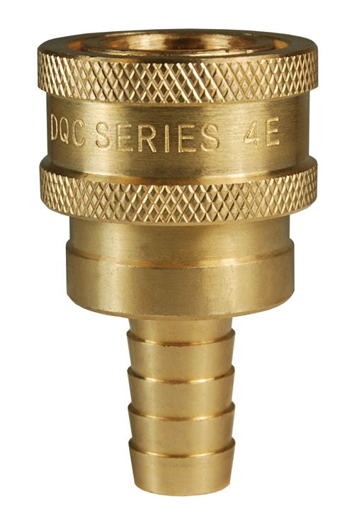 3ES3-B by Dixon Valve | Hydraulic Quick Disconnect Coupling | E-Series | Hose Barb | 3/8" Hose ID x 3/8" Straight-Through Interchange | Socket | Nitrile Seal | Brass