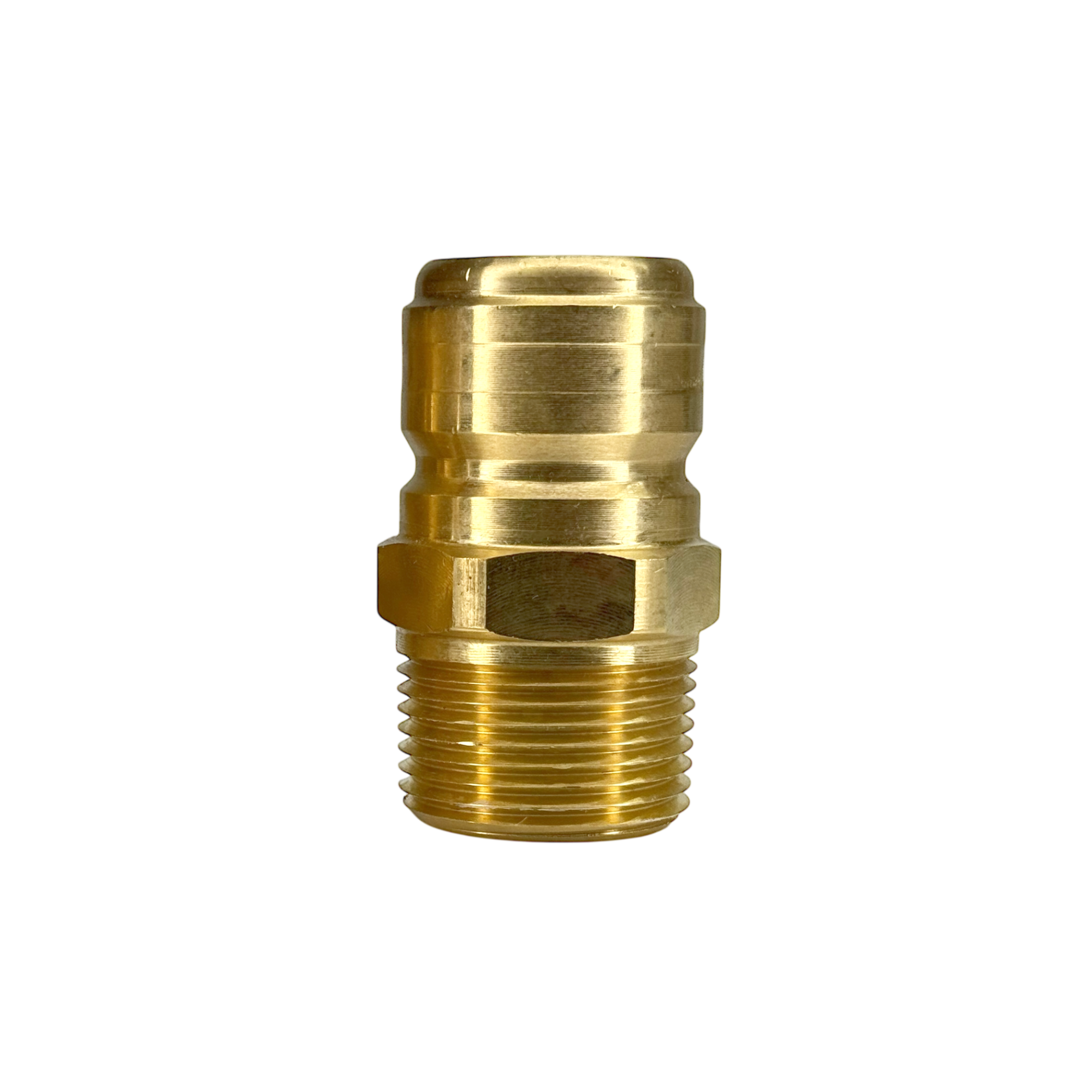 E10M10-B by Dixon Valve | Hydraulic Quick Disconnect Coupling | E-Series | 1-1/4" Male NPTF x 1-1/4" Straight-Through Interchange | Plug | Brass