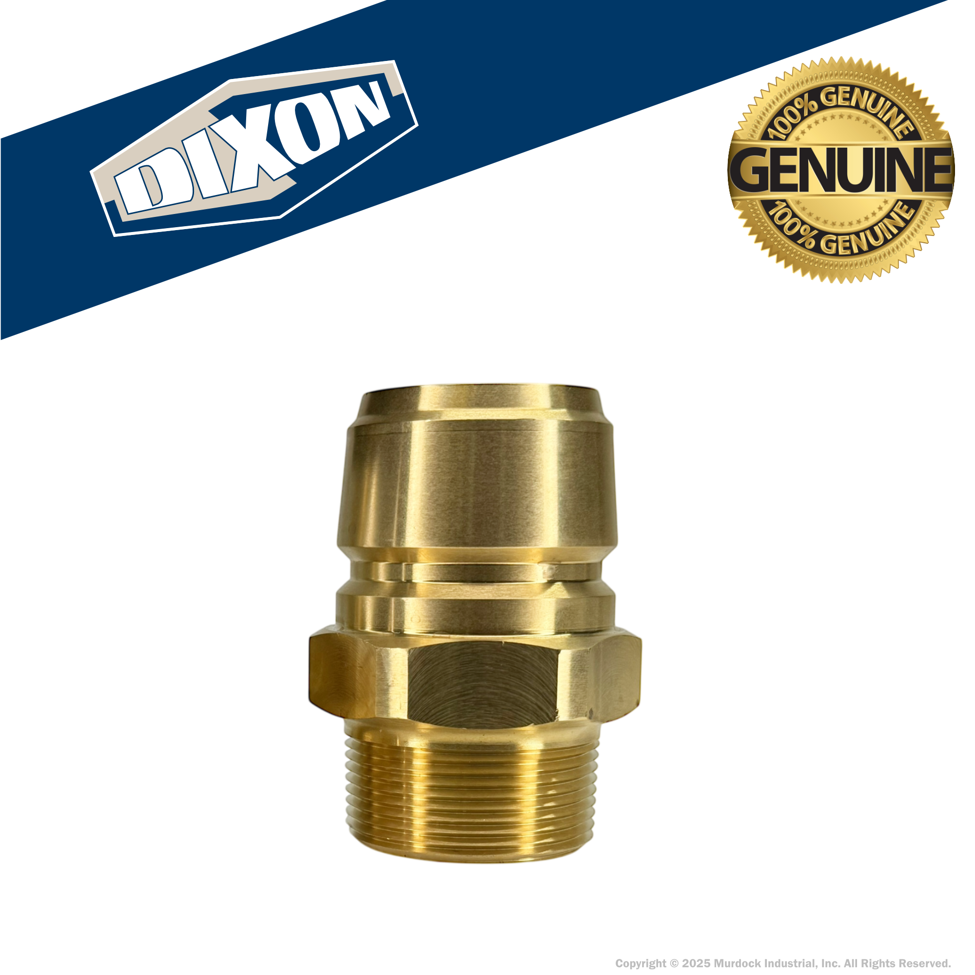 E16M16-B by Dixon Valve | Hydraulic Quick Disconnect Coupling | E-Series | 2" Male NPTF x 2" Straight-Through Interchange | Plug | Brass