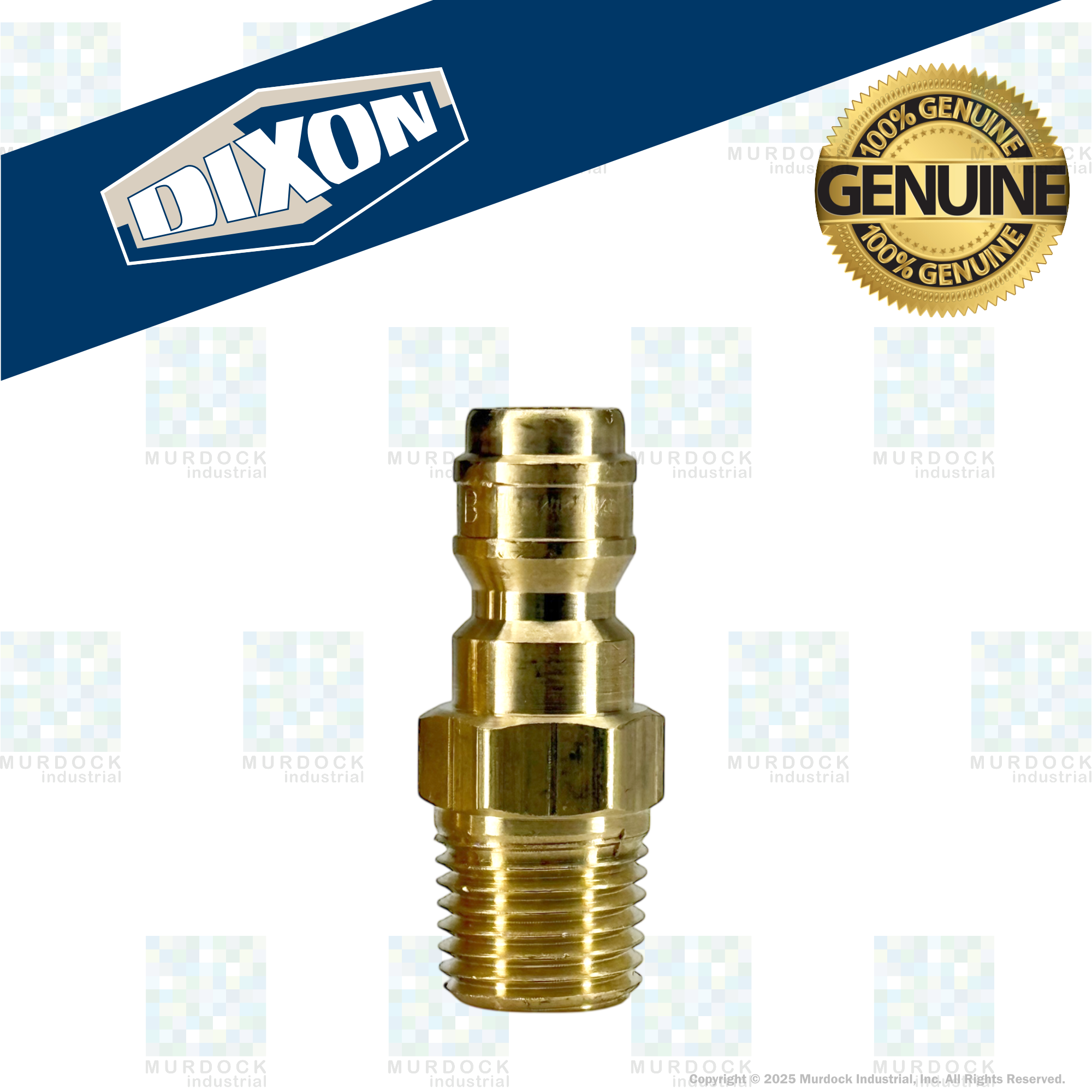 E2M2-B by Dixon Valve | Hydraulic Quick Disconnect Coupling | E-Series | 1/4" Male NPTF x 1/4" Straight-Through Interchange | Plug | Brass