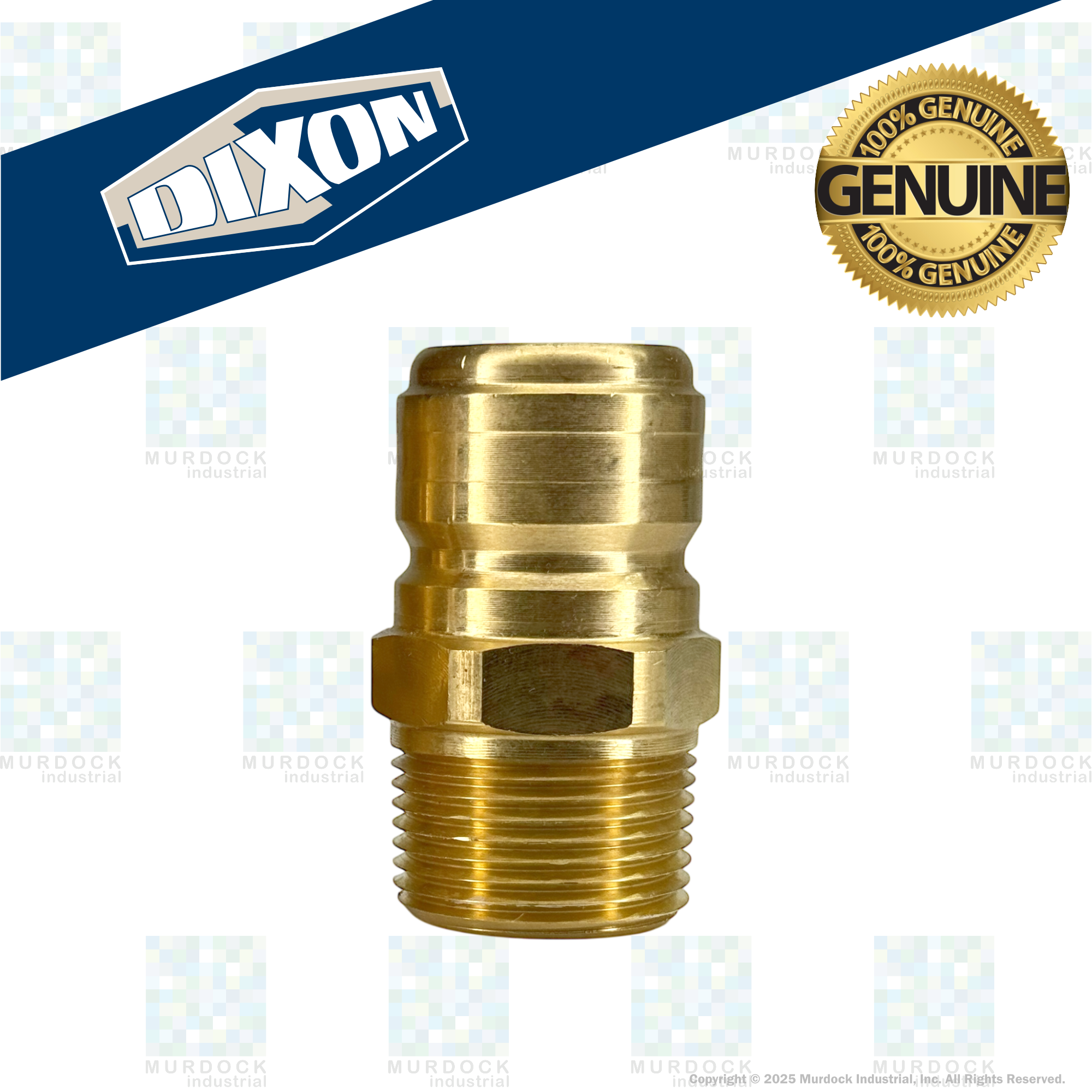 E4M4-B by Dixon Valve | Hydraulic Quick Disconnect Coupling | E-Series | 1/2" Male NPTF x 1/2" Straight-Through Interchange | Plug | Brass