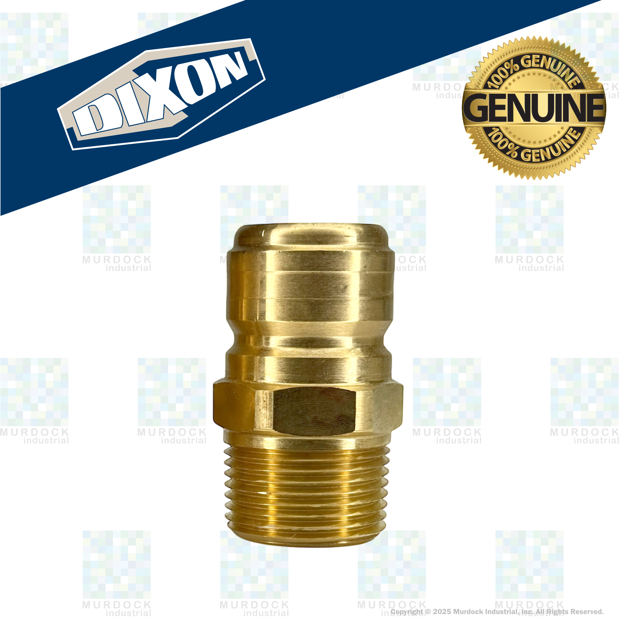E8M8-B by Dixon Valve | Hydraulic Quick Disconnect Coupling | E-Series | 1" Male NPTF x 1" Straight-Through Interchange | Plug | Brass