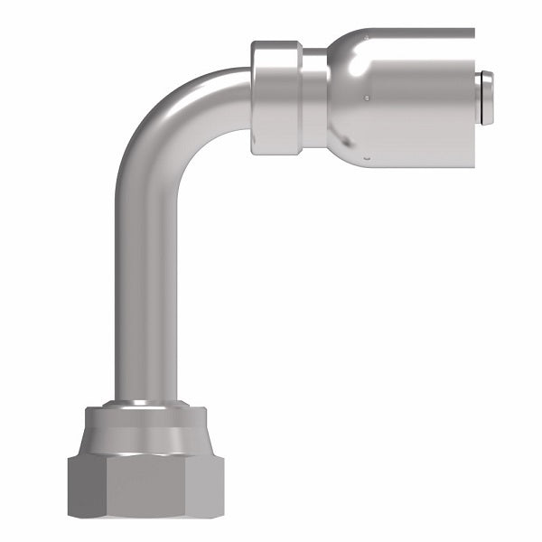 EJ5041-1010S Aeroquip by Danfoss | Female ORS Swivel Long Drop 90° Elbow 100R5 Crimp Fitting | FJ Series | -10 Female O-Ring Face Seal Swivel x -10 Hose Barb | Steel