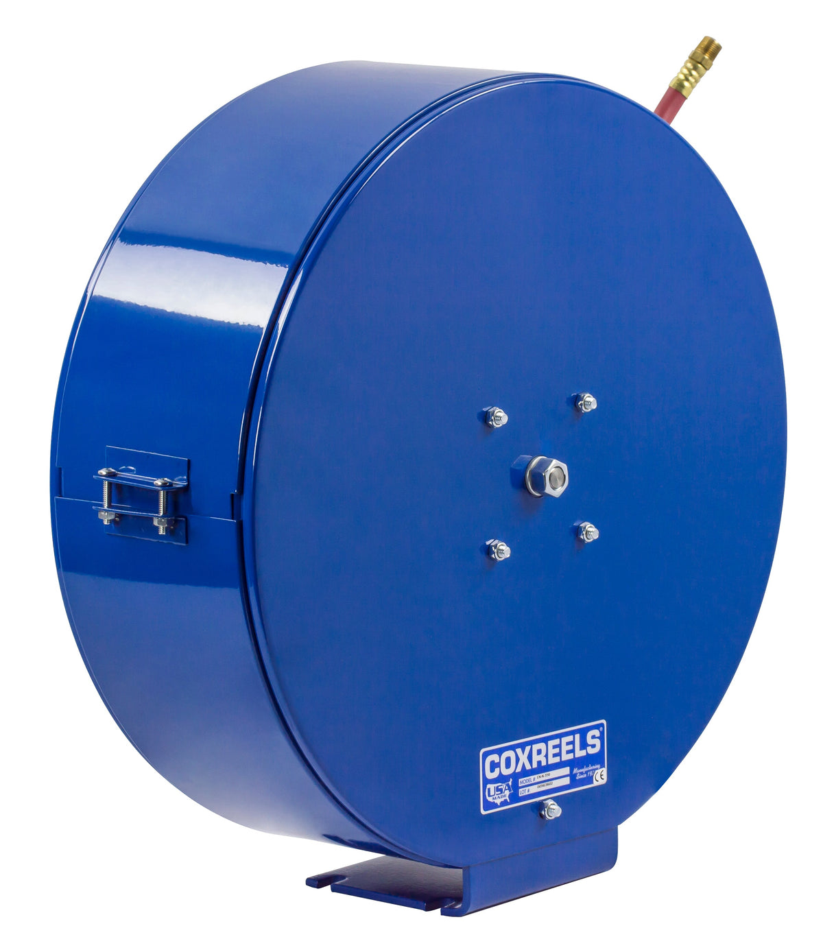 EN-N-360 by Coxreels | EN Series | 300 PSI Enclosed Spring Driven Hose Reel for Air & Water | 3/8" Hose ID, 3/8" FNPT Inlet x 3/8" MNPT Hose End | Steel | 60ft PVC Hose Included
