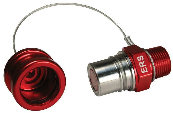 ERS-C by Dixon Valve | FloMAX Standard-Series | Engine Oil Receiver | with Cap | 3/4" Male NPT | Red | Anodized Aluminum