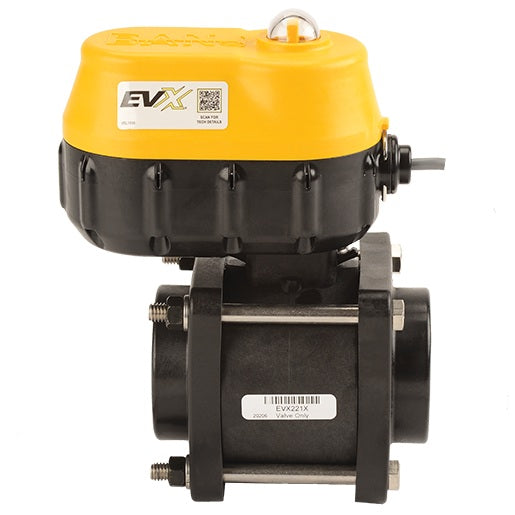 EVX201 by Banjo | EVX On/Off Bolted Electric Valve | Standard Port | 2" Pipe Size | 1-1/2" Opening Thru Ball | FKM Seals | Polypropylene