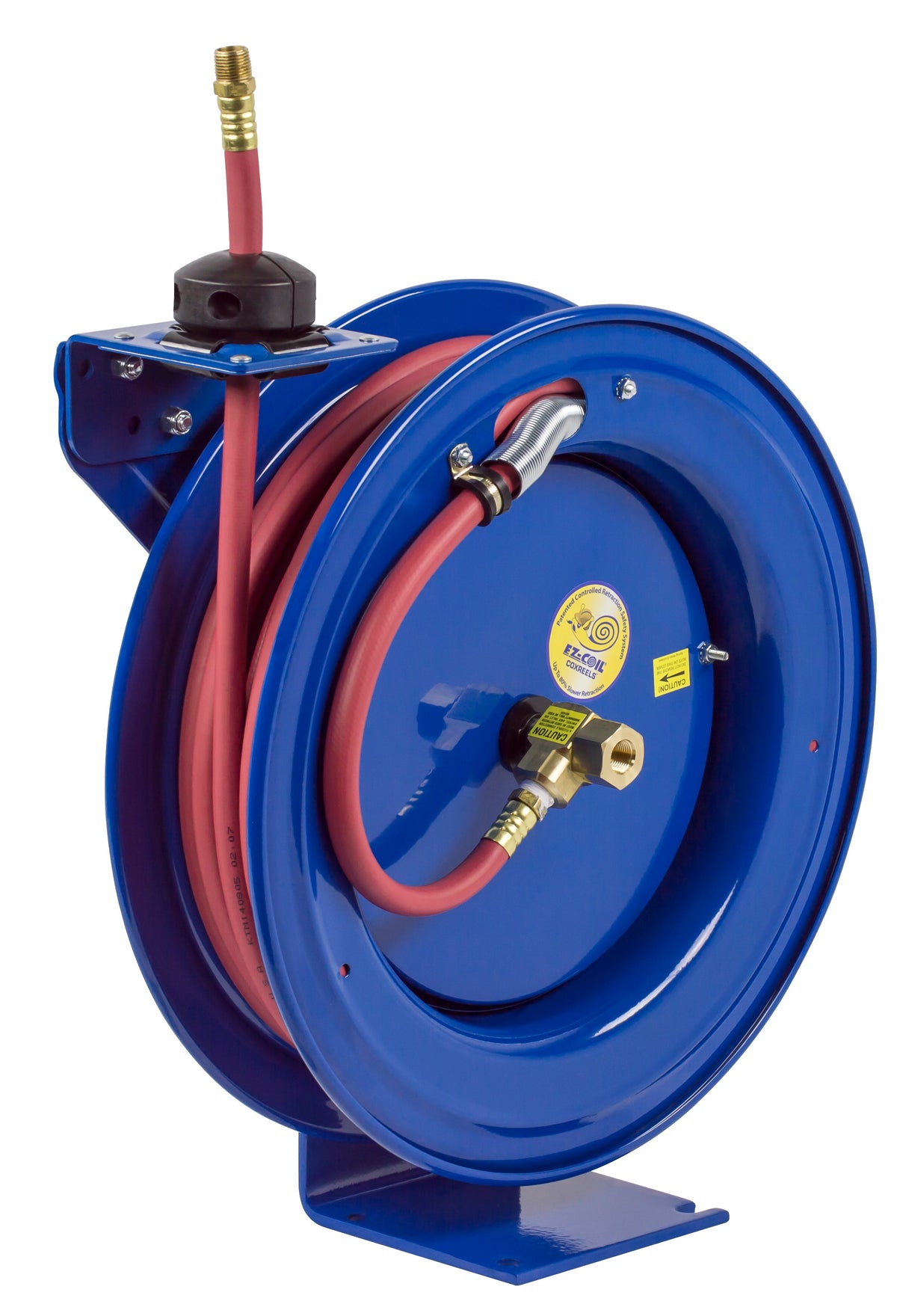 EZ-P-LP-135 by Coxreels | EZ-P Series | 300 PSI EZ-Coil Safety Spring Driven Hose Reel for Air & Water | 1/4" Hose ID, 1/4" FNPT Inlet x 1/4" MNPT Hose End | Steel | 35ft PVC Hose Included