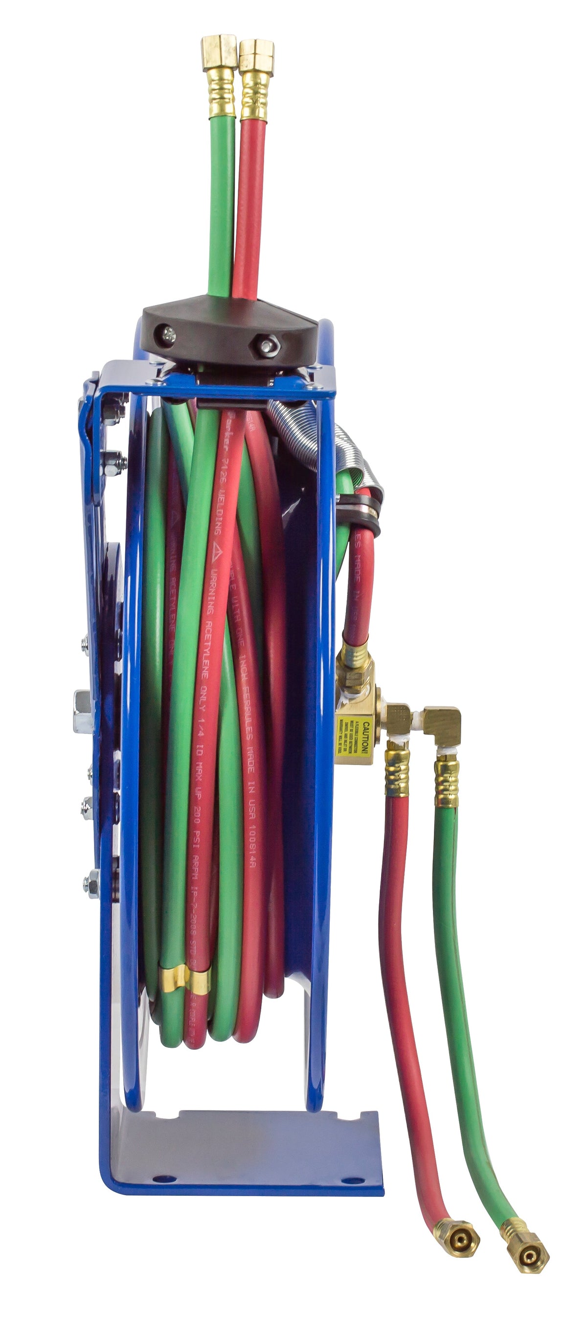 EZ-P-W-125 by Coxreels | EZ-P-W Series | 200 PSI Dual Hose EZ-Coil Safety Spring Driven Hose Reel for Oxy-Acetylene Welding | 1/4" Hose ID, 1/4" FNPT Inlet x 1/4" MNPT Hose End | Steel | 25ft EPDM Hose Included