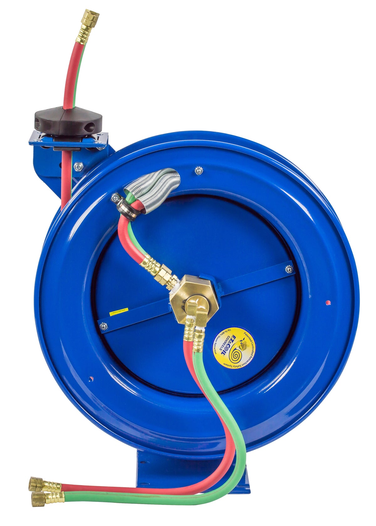 EZ-P-W-125 by Coxreels | EZ-P-W Series | 200 PSI Dual Hose EZ-Coil Safety Spring Driven Hose Reel for Oxy-Acetylene Welding | 1/4" Hose ID, 1/4" FNPT Inlet x 1/4" MNPT Hose End | Steel | 25ft EPDM Hose Included