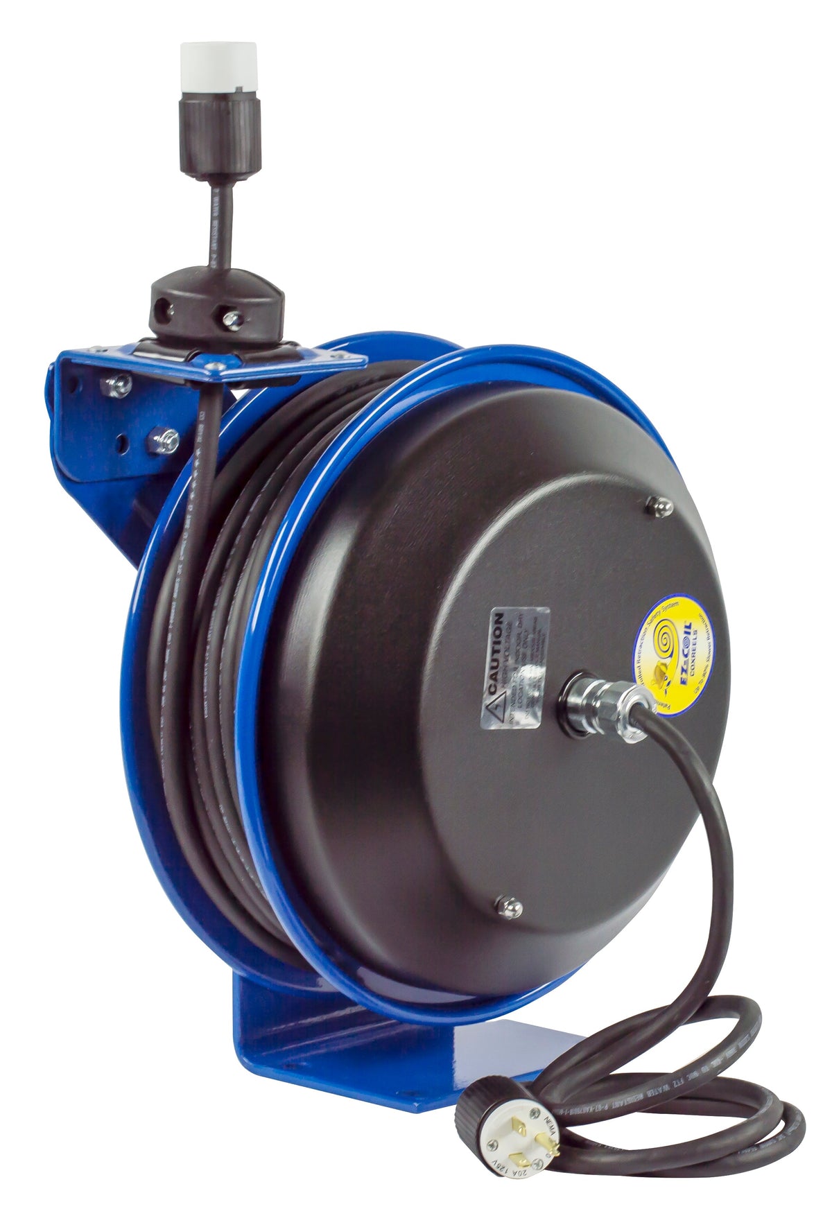 EZ-PC13-5016-A by Coxreels | EZ-PC Series | EZ-Coil Safety Spring Driven Power Cord Reel with Single Industrial Receptacle | 16/3 SJO Cord, 13A, 115V | Steel | 50ft Cord Included