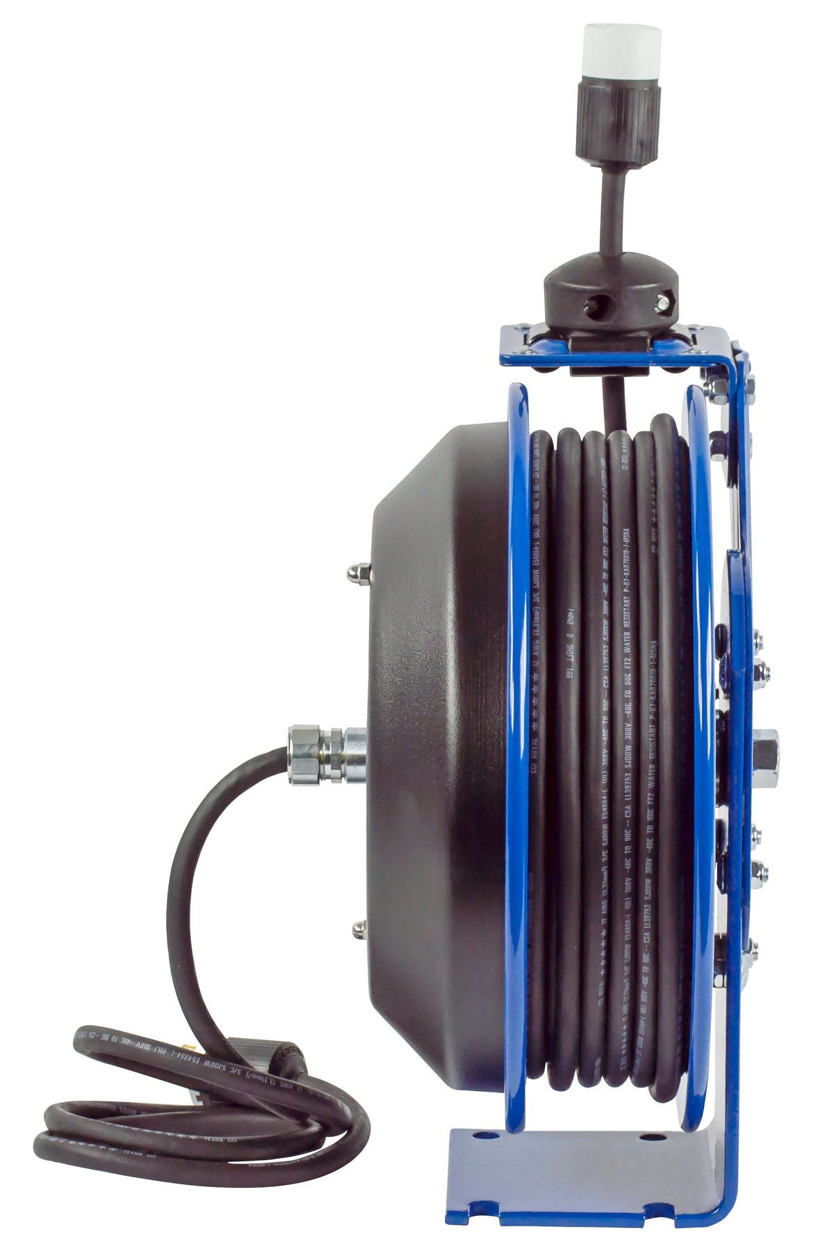 EZ-PC13-5012-A by Coxreels | EZ-PC Series | EZ-Coil Safety Spring Driven Power Cord Reel with Single Industrial Receptacle | 12/3 SJO Cord, 13A, 115V | Steel | 50ft Cord Included