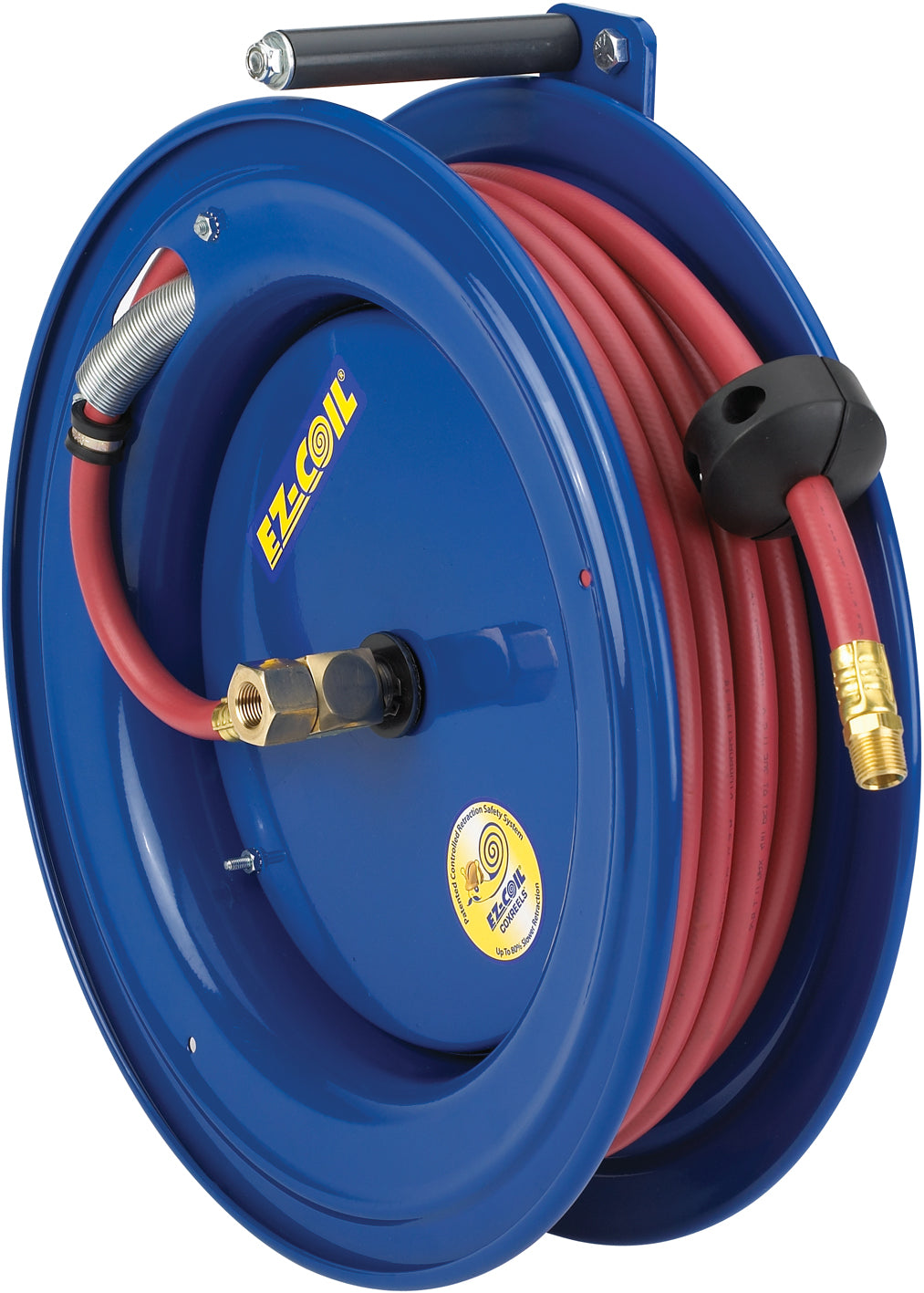 EZ-SL15L-L135 by Coxreels | EZ-S Series | 300 PSI Left Side Mount EZ-Coil Safety Spring Driven Hose Reel for Air & Water | 1/4" Hose ID, 1/4" FNPT Inlet | Steel | 35ft Capacity, Hose Not Included