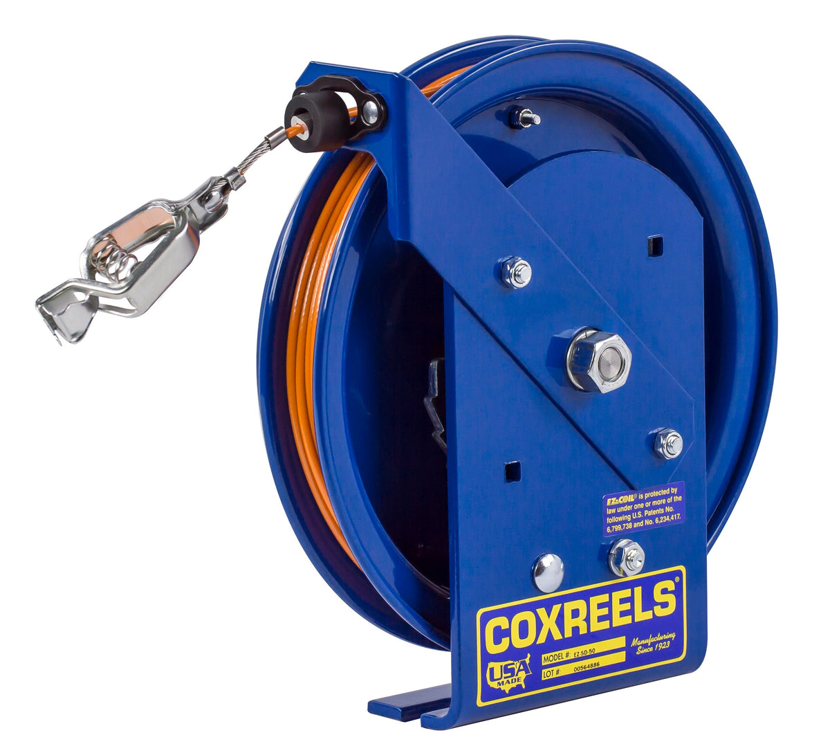 EZ-SD-75-1 by Coxreels | EZ-SD Series | EZ-Coil Safety Spring Driven Static Discharge Cable Reel | 5/32" Cable | Steel | 75ft Cable Included