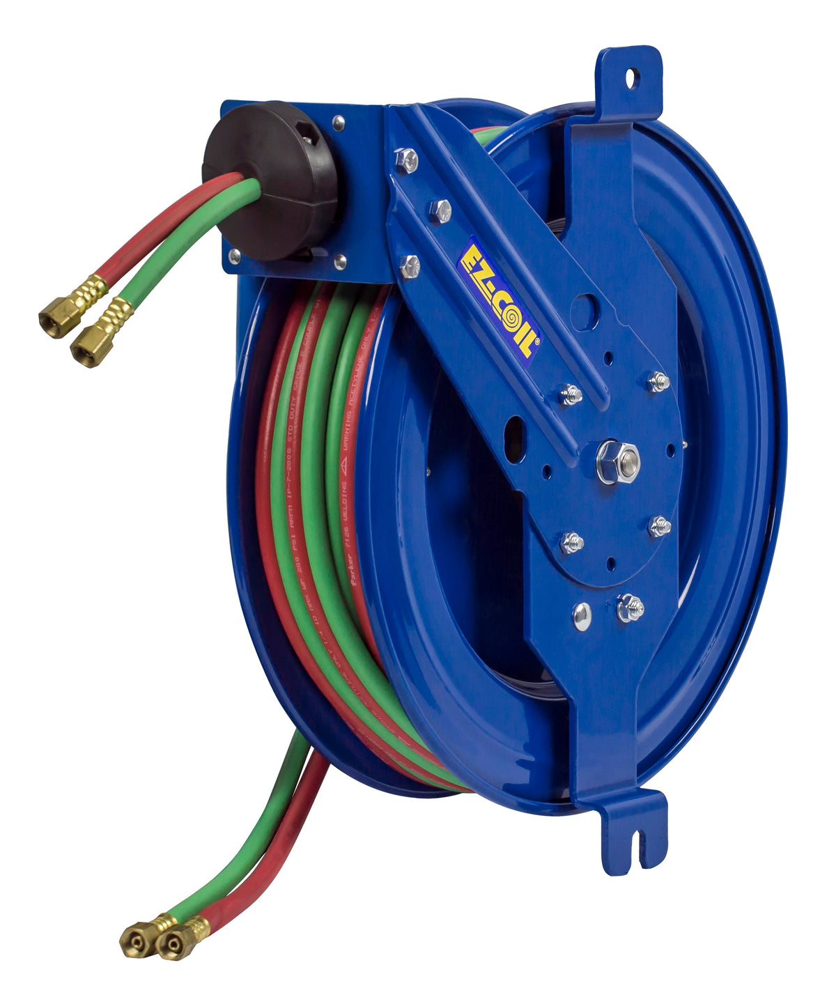 EZ-SG17W-150 by Coxreels | EZ-SGW Series | 200 PSI Side Mount EZ-Coil Safety Spring Driven Hose Reel with Guide Arm for Oxy-Acetylene Welding | 1/4" Hose ID, 1/4" FNPT Inlet x 1/4" MNPT Hose End | Steel | 50ft EPDM Hose Included