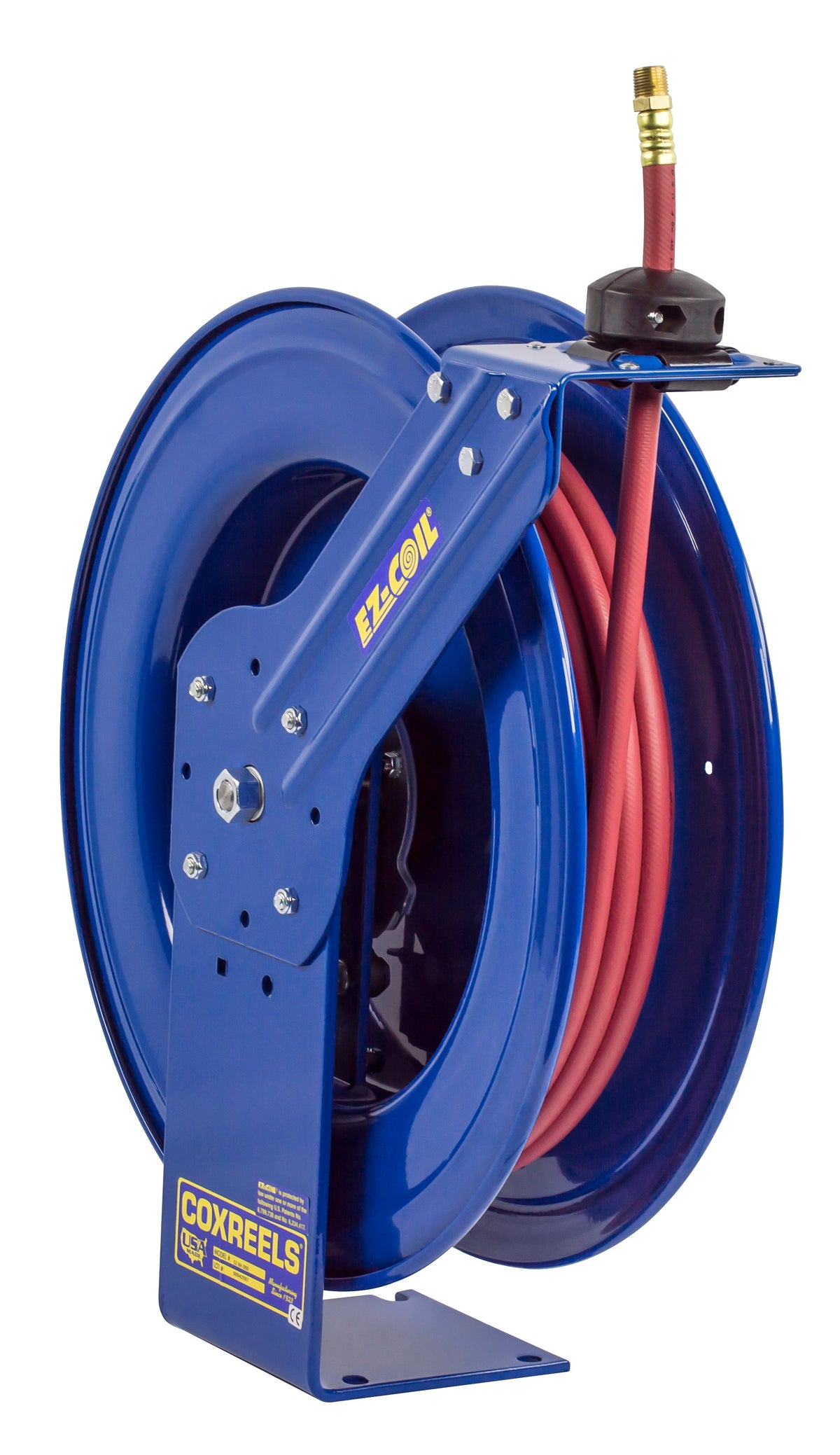 EZ-SH-350 by Coxreels | EZ-SH Series | 300 PSI EZ-Coil Safety Spring Driven Hose Reel for Air & Water | 3/8" Hose ID, 3/8" FNPT Inlet x 3/8" MNPT Hose End | Steel | 50ft PVC Hose Included