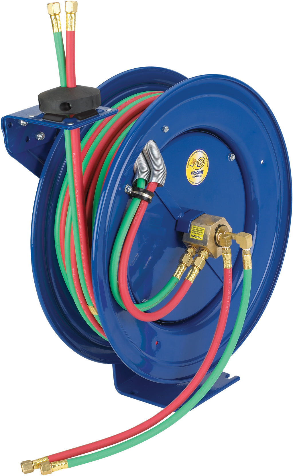 EZ-SHW-175 by Coxreels | EZ-SHW Series | 200 PSI Dual Hose EZ-Coil Safety Spring Driven Hose Reel for Oxy-Acetylene Welding | 1/4" Hose ID, 1/4" FNPT Inlet x 1/4" MNPT Hose End | Steel | 75ft EPDM Hose Included