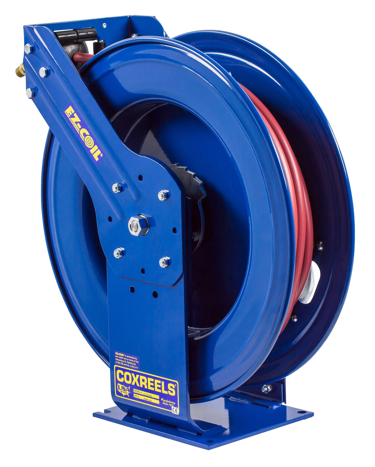 EZ-TSH-4100 by Coxreels | EZ-T Series | 300 PSI EZ-Coil Safety Spring Driven Hose Reel for Air & Water | 1/2" Hose ID, 1/2" FNPT Inlet x 1/2" MNPT Hose End | Steel | 100ft PVC Hose Included