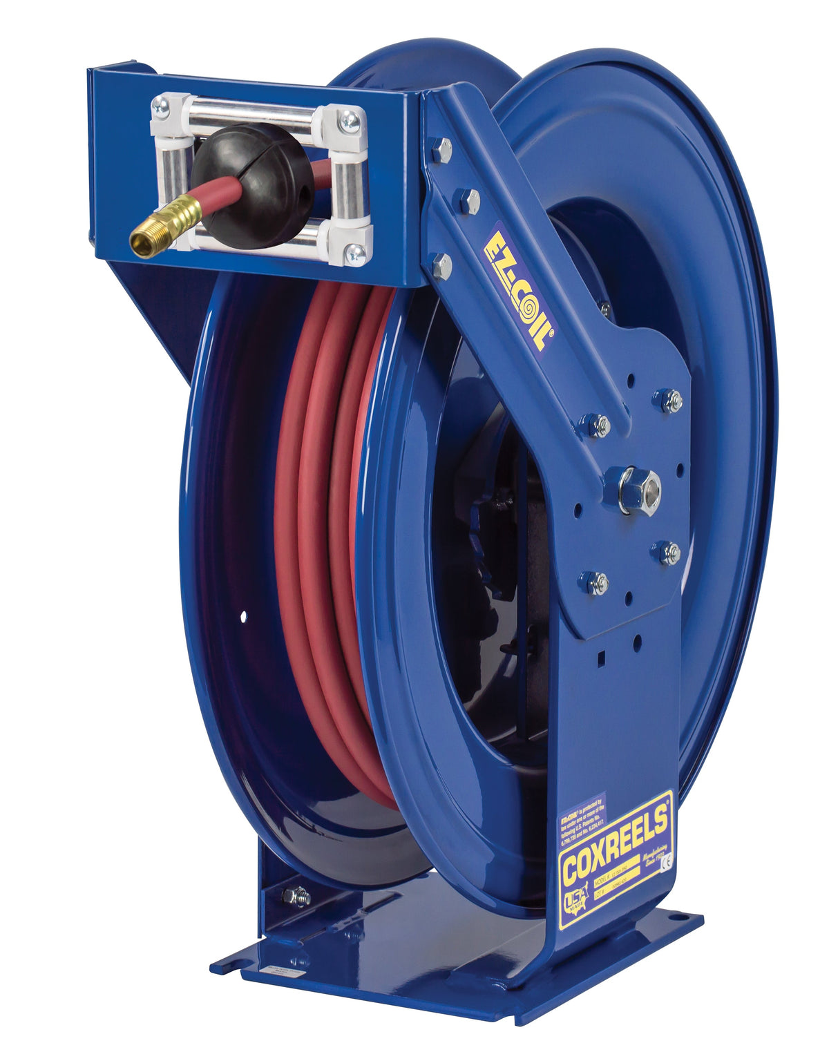 EZ-TSH-550 by Coxreels | EZ-T Series | 300 PSI EZ-Coil Safety Spring Driven Hose Reel for Air & Water | 3/4" Hose ID, 3/4" FNPT Inlet x 3/4" MNPT Hose End | Steel | 50ft PVC Hose Included