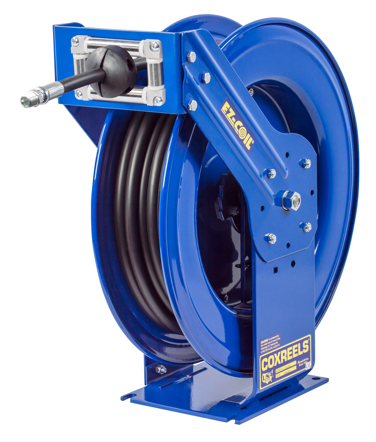 EZ-TMP-550 by Coxreels | EZ-T Series | 1,500 PSI Truck Mount EZ-Coil Safety Spring Driven Hose Reel for Air & Water | 3/4" Hose ID, 3/4" FNPT Inlet x 3/4" MNPT Hose End | Steel | 50ft Rubber Hose Included