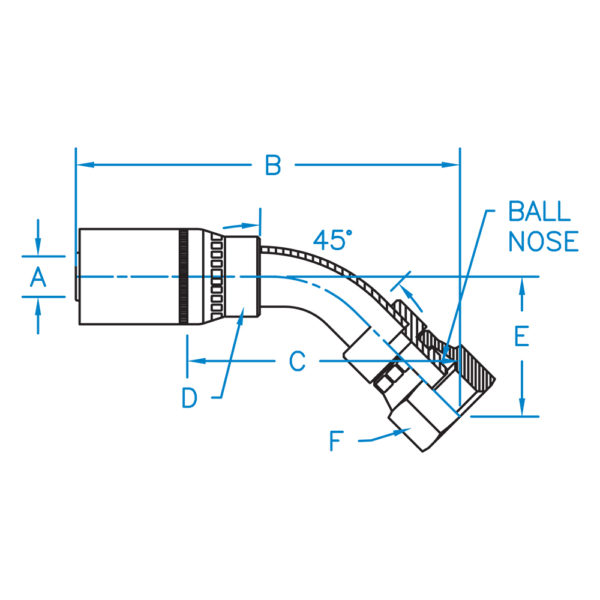 F-DINLX45-04-16 by Kurt Hydraulics | Female DIN Light Universal Seat | 45° Elbow | Swivel | for 1/4" Hose ID