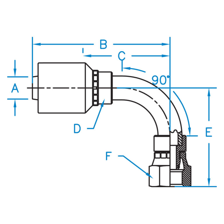 F-DL4506-12-18-W by Kurt Hydraulics | Female DIN Light 24 Degree Seat | 45 Degree Bent Tube | Swivel With O-Ring | for 3/8" Hose ID