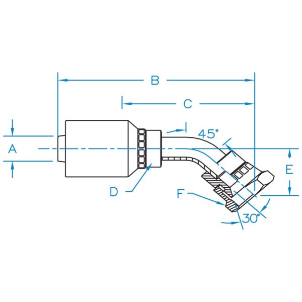 F-KOMX45-0618-K2 by Kurt Hydraulic | K2 Series | 3/8" Hose Barb x M181.5 Female Komatsu JIS 30° Seat Swivel | 45° Elbow | Carbon Steel