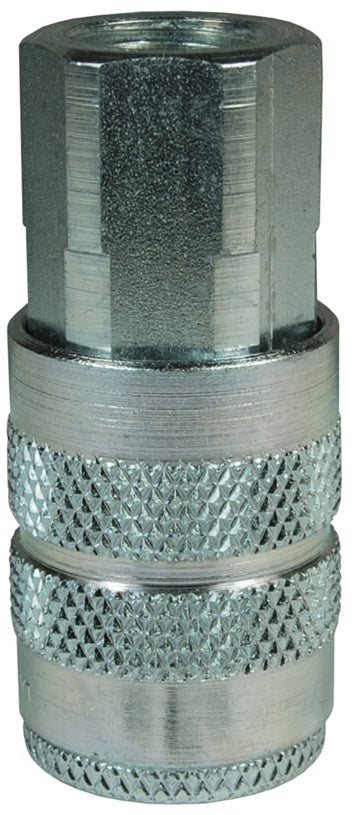 4FF3 by Dixon Valve | Pneumatic Quick Disconnect Coupling | F-Series / J-Series | 3/8" Female NPTF x 1/2" Manual Industrial Interchange | Socket | Nitrile Seal | Steel