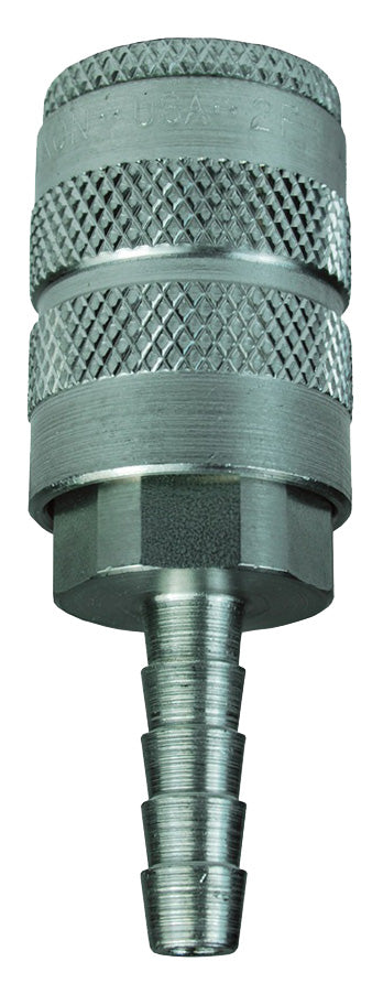 2FS3-S by Dixon Valve | Pneumatic Quick Disconnect Coupling | F-Series | Hose Barb | 3/8" Hose Barb x 1/4" Manual Industrial Interchange | Socket | Nitrile Seal | 303 Stainless Steel