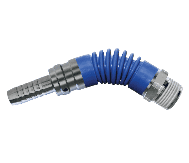FA37H37M Hansen® by Danfoss | Anti-Kink Pneumatic Connector | Flex-Air Series | 3/8" Hose Barb x 3/8" Male NPT Fitting