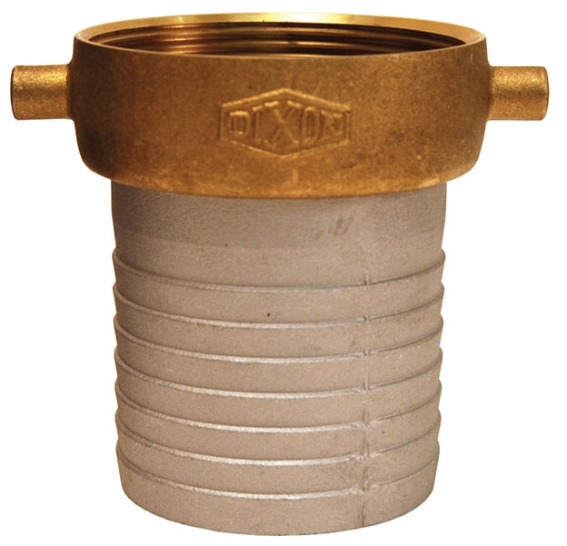 FAB600 by Dixon Valve | King Short Shank Suction Hose Coupling | Female Fitting | 6" Female NPSM x 6" Hose ID | Aluminum Shank | Brass Nut