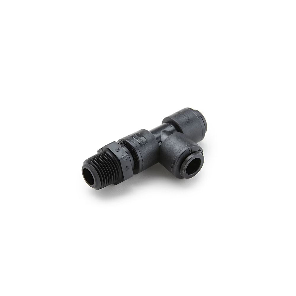 FB6MRS4-HBLK by Parker | TrueSeal™ Threaded Fittings | 3/8" Swivel Tube OD x 1/4" Male NPTF Thread | 2.92" Length | Tee | Black | Kynar®